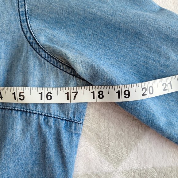 JAPNA Cotton Lightweight Classic Blue Shirt, Long Sleeve Casual Shirt, Size S - Picture 8 of 9